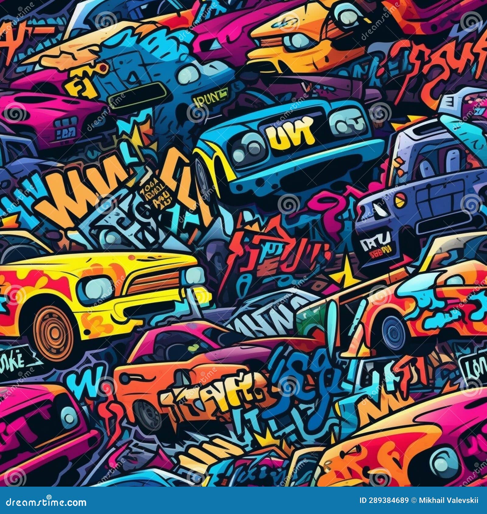 Colorful cartoon graffiti stock illustration. Illustration of bright