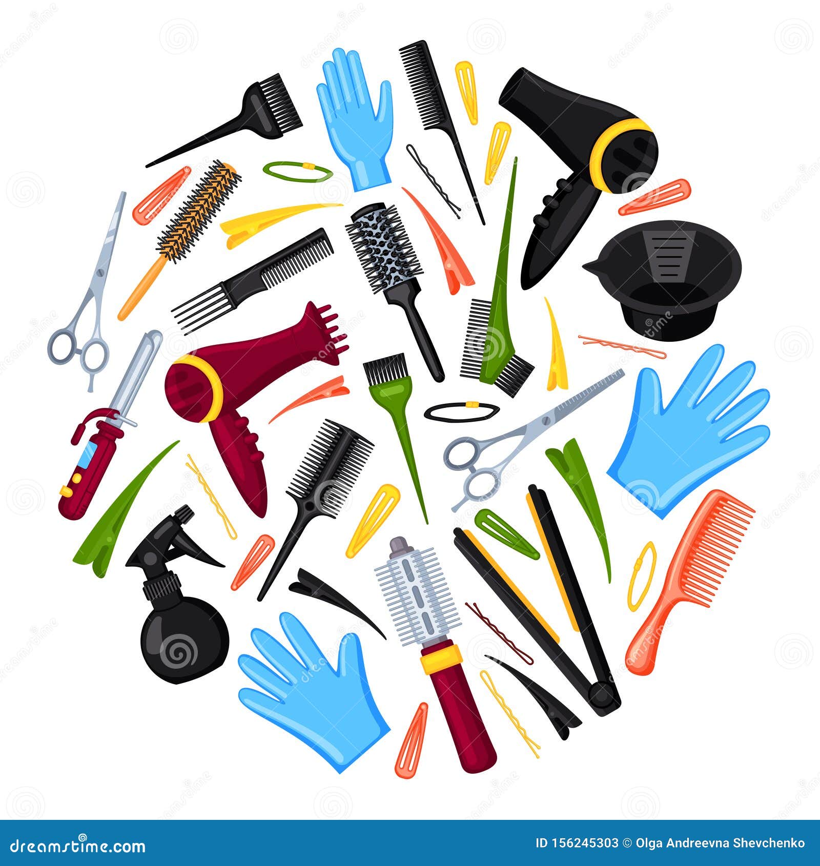 Hair Dye Tools Cartoon Vector | CartoonDealer.com #100518481