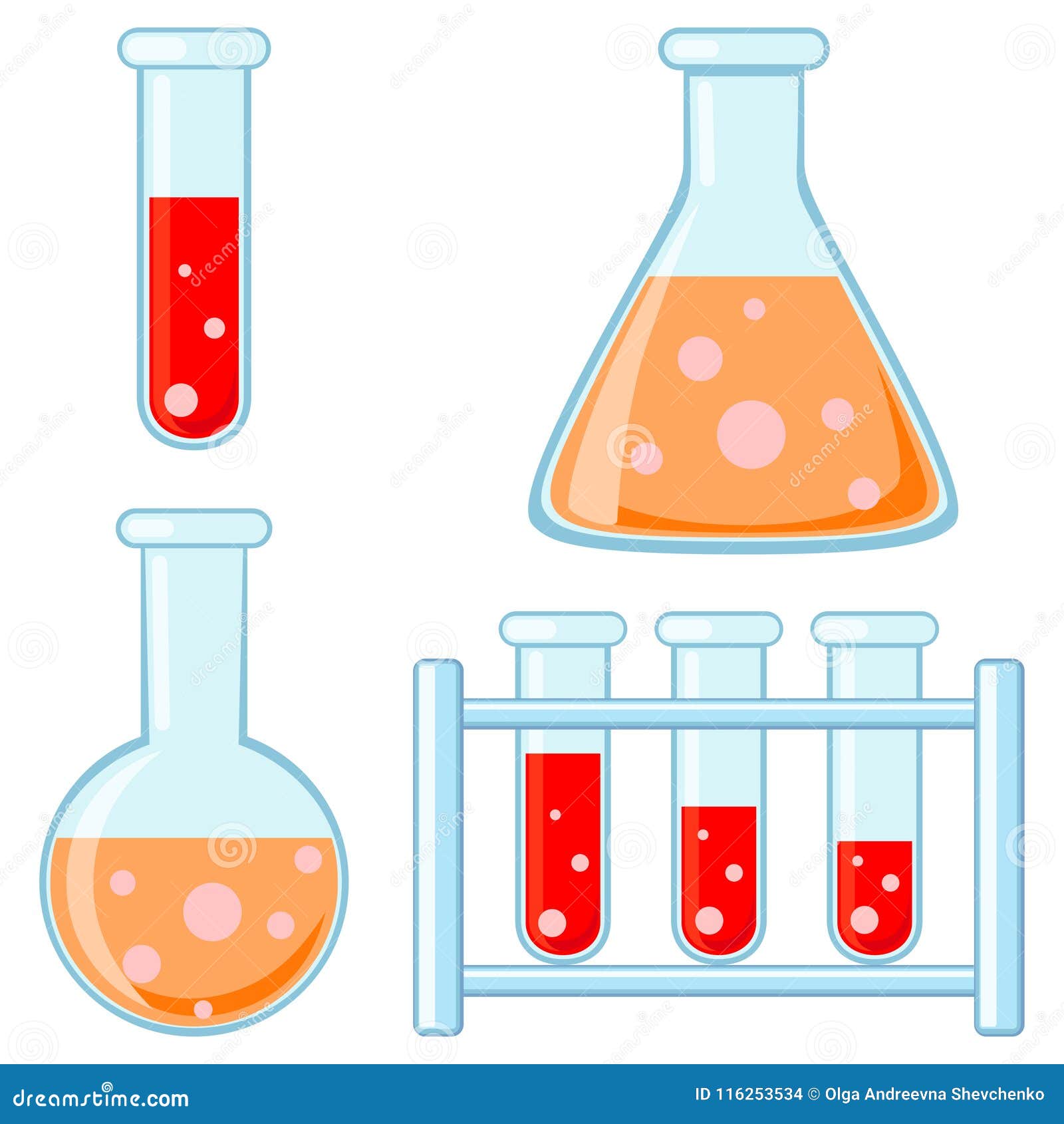 Colorful Cartoon Science Test Tube Set Stock Illustration ...