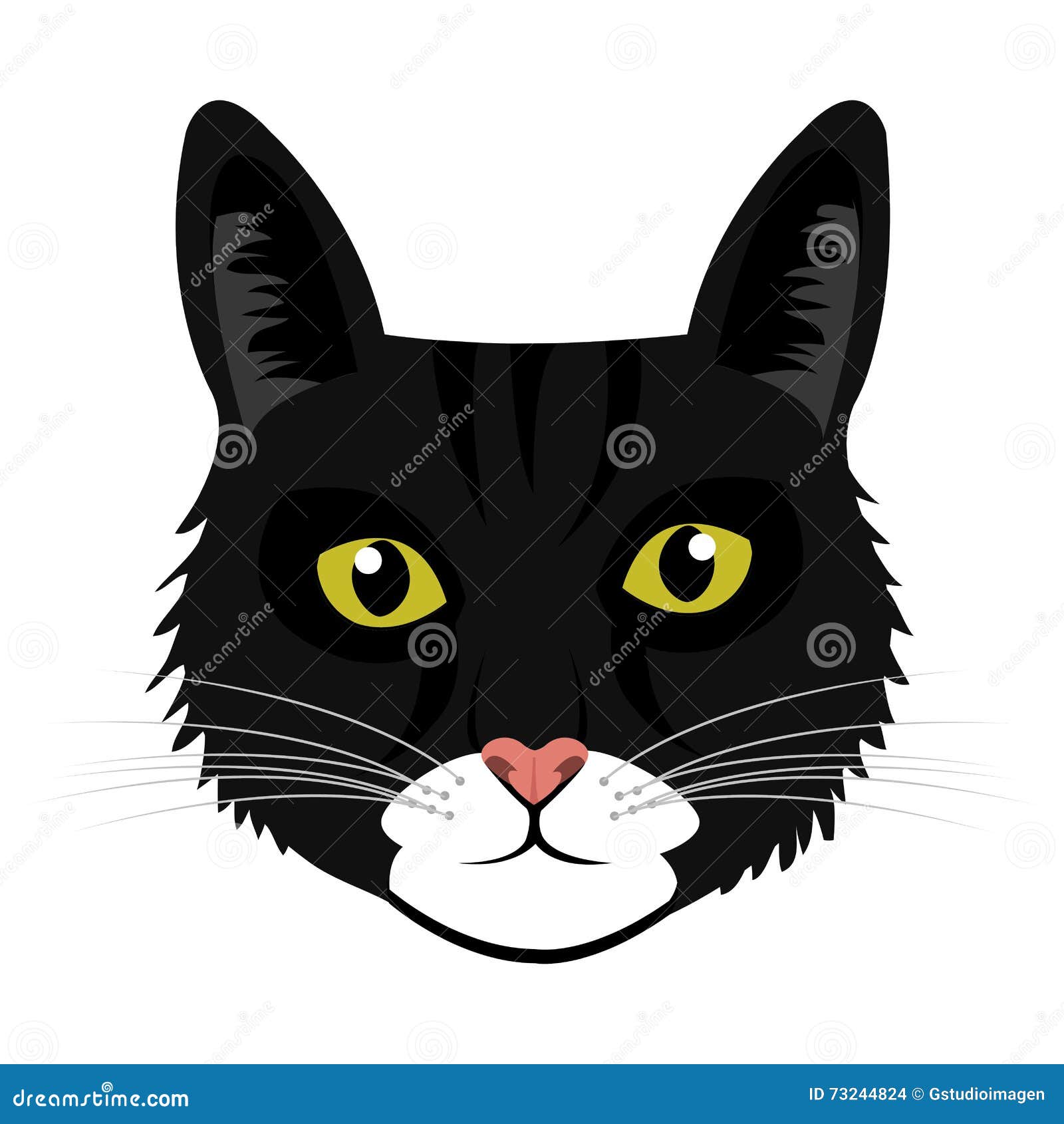 Colorful Cat Front View, Graphic Stock Illustration - Illustration of ...