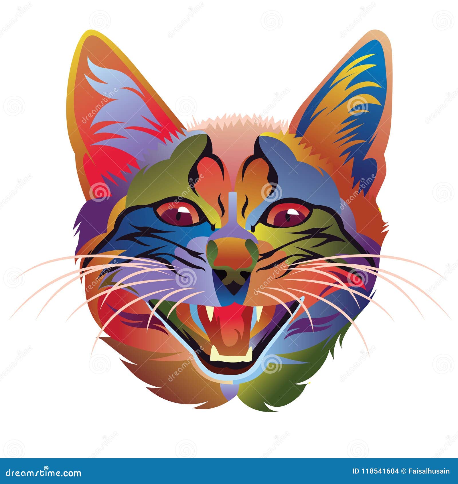 colorful cat head   / eps