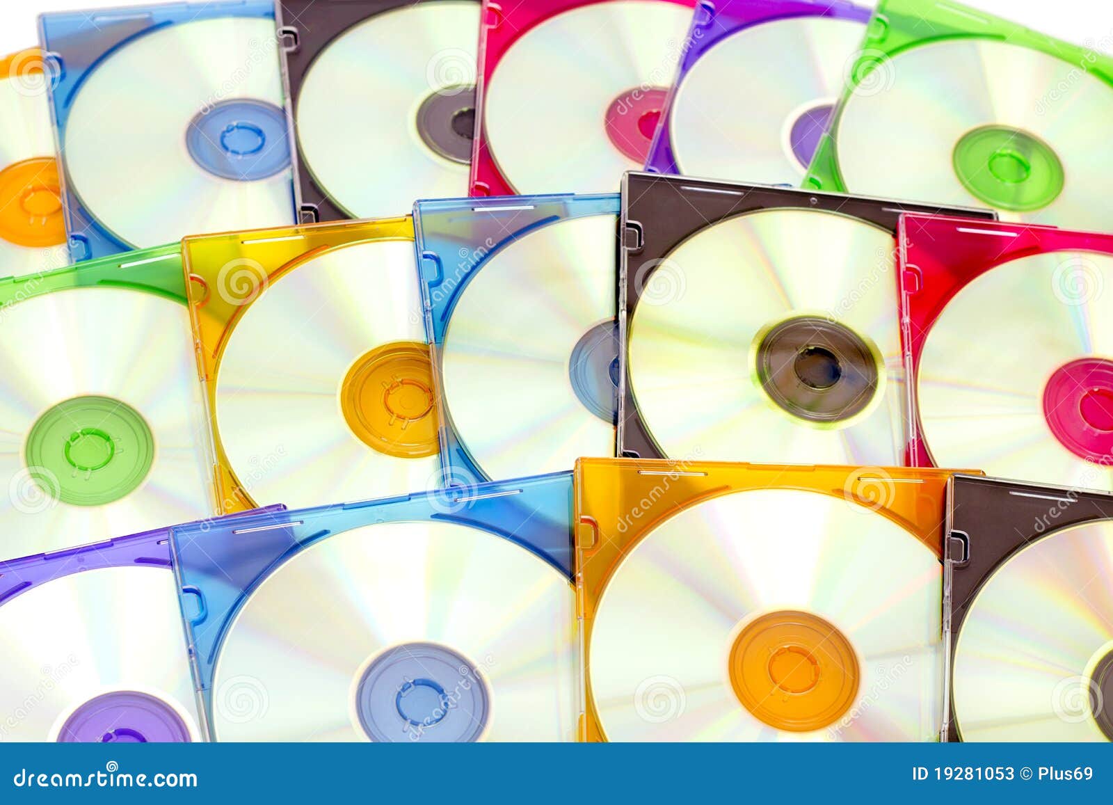 Colorful CDs in boxes stock image. Image of colorful - 19281053