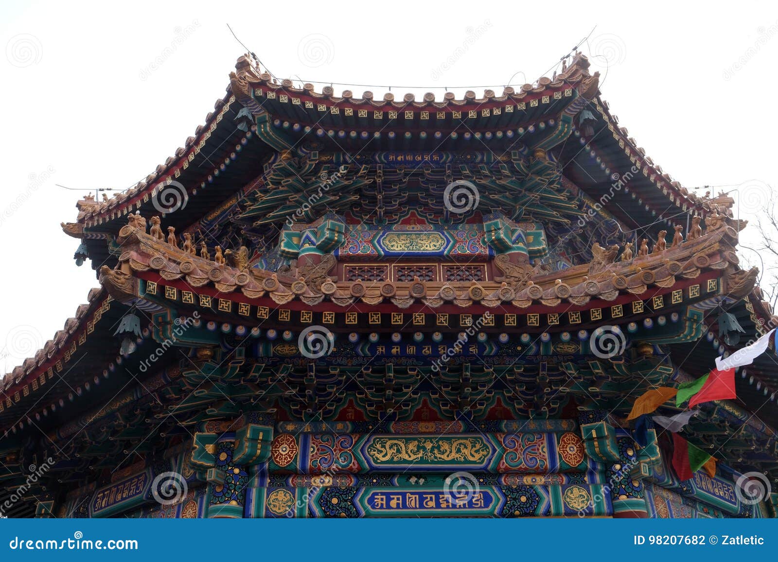 colorful ceiling decoration at the of the lama yonghe temple in beijing