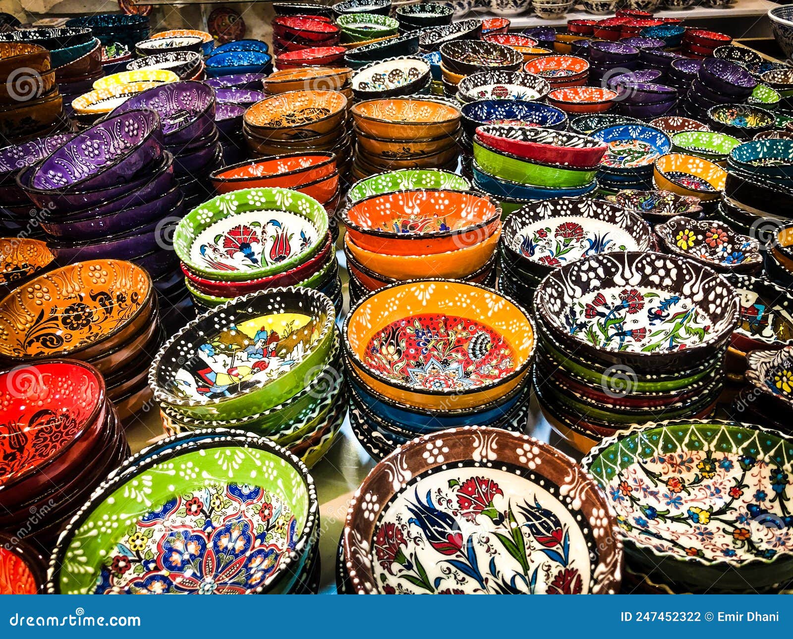 Colorful ceramic turkey stock photo. Image of marketplace 247452322