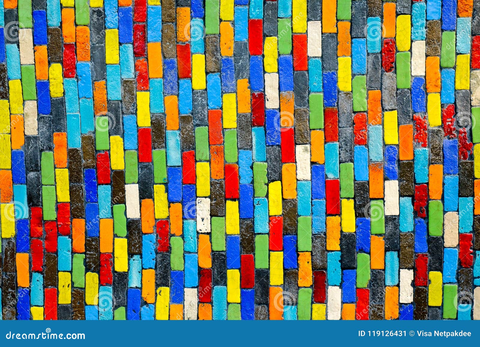 Colorful Ceramic on Wall for Background Stock Illustration