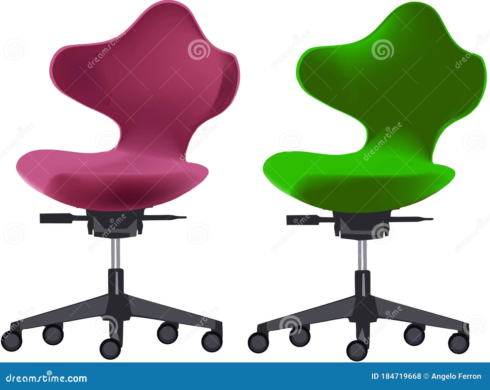 colorful chairs with anatomical office wheels