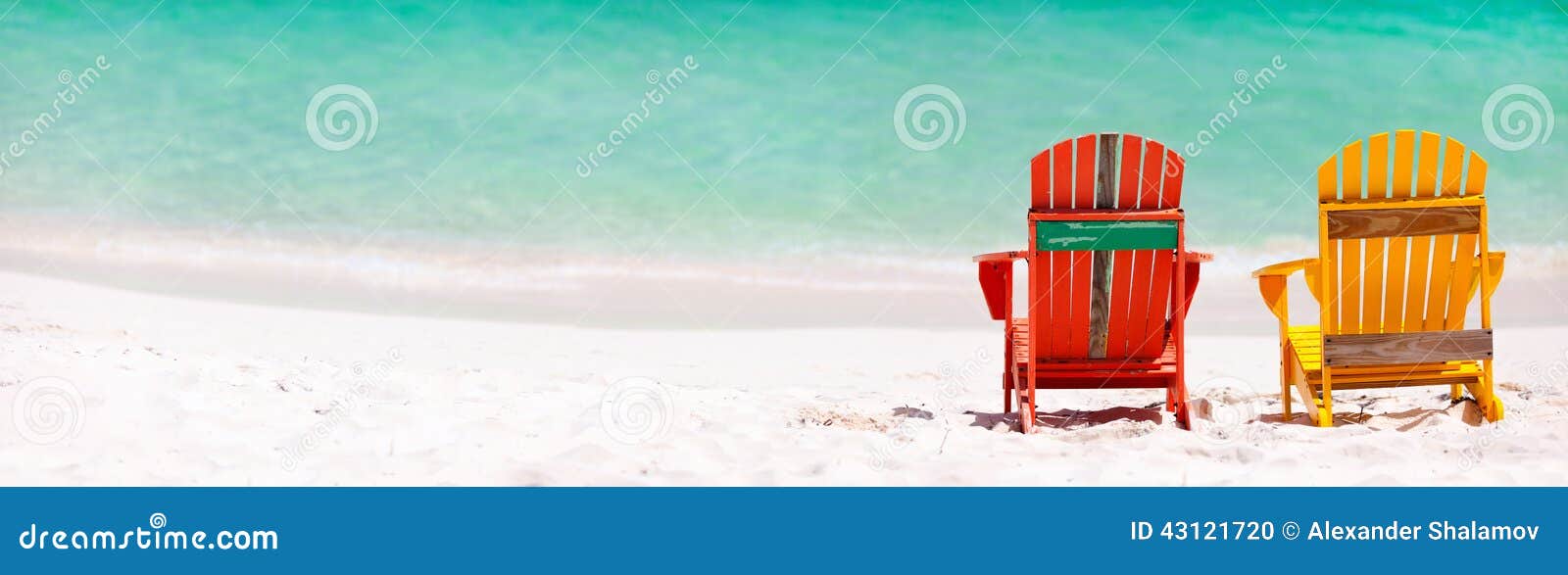 Colorful Chairs on Caribbean Beach Stock Photo - Image of lounge ...