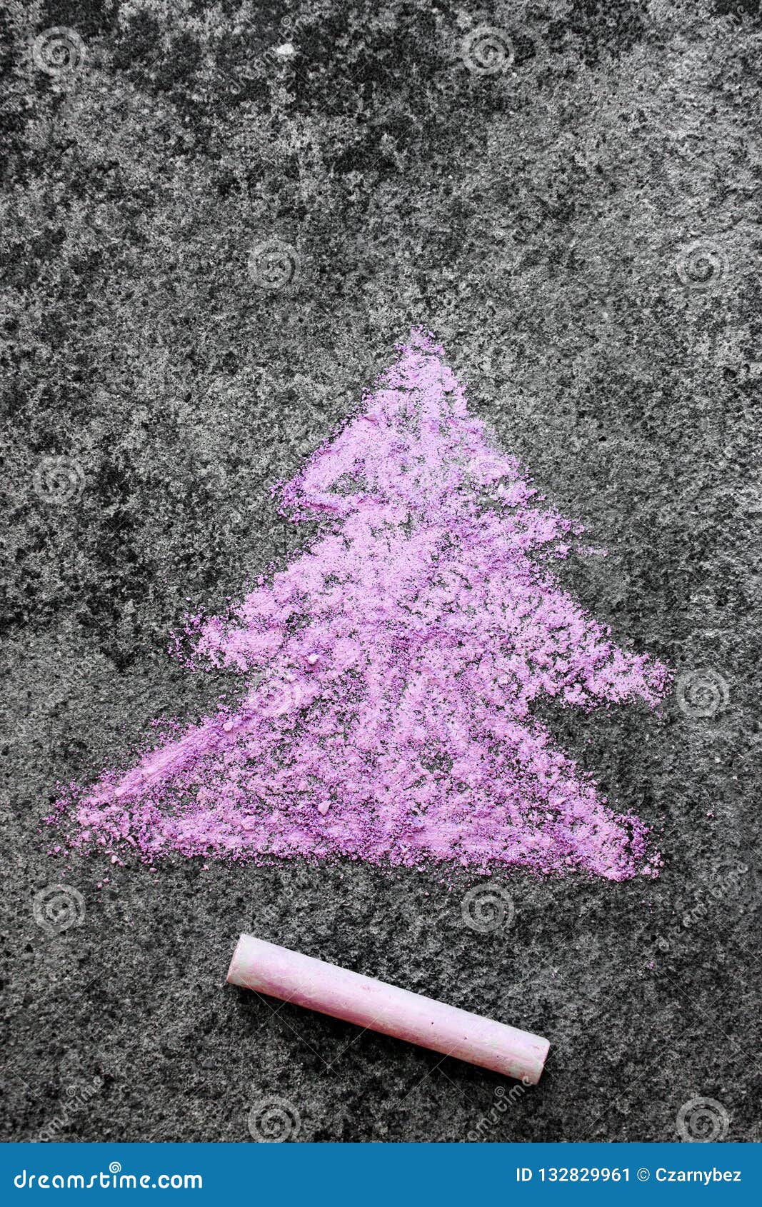 Chalk Drawing Pink Christmas Tree Shape Stock Image Image of closeup