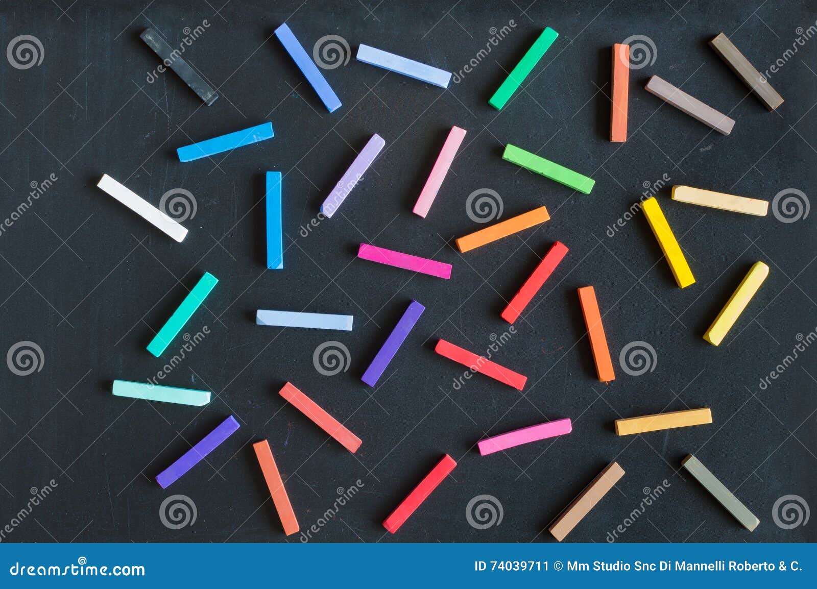 Colorful Chalks Seamless Pattern on Blackboard Stock Image Image of