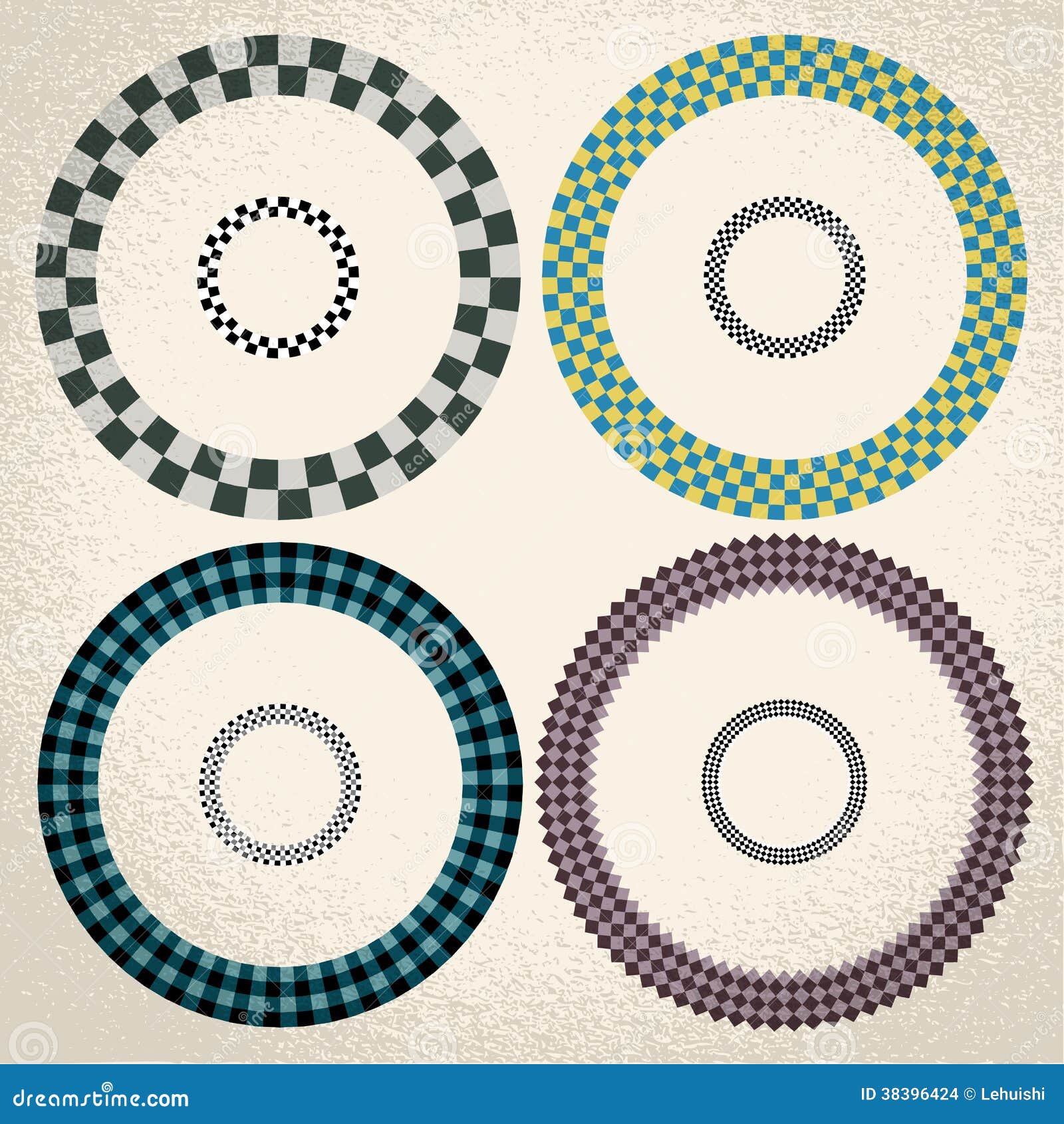 colorful checkered circle frame background