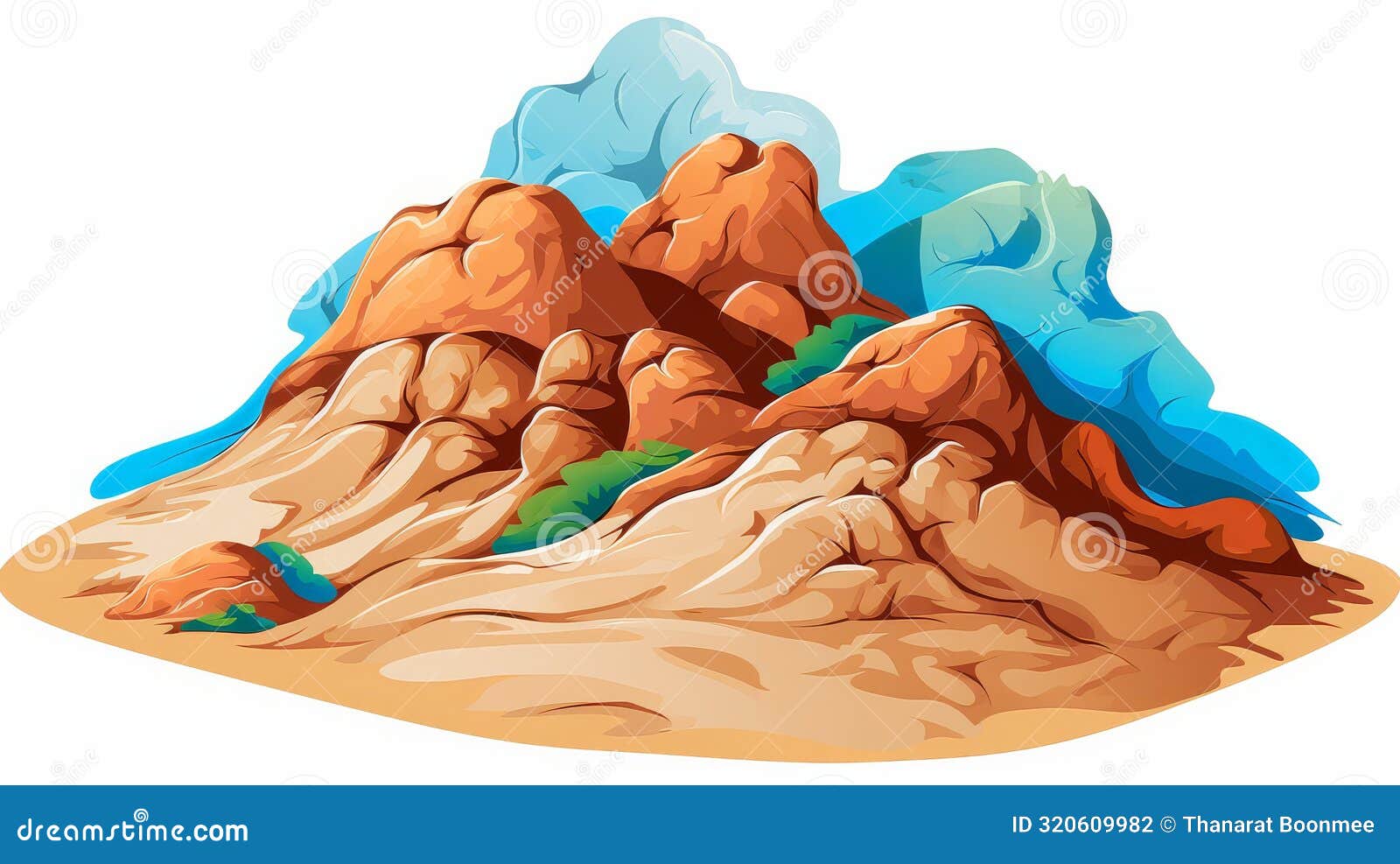 colorful chibistyle cartoon of a mountain in vivid hues, created with stylized digital painting