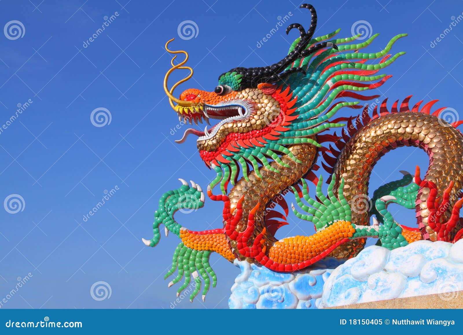 Colorful Chinese Dragon Statue Stock Image Image of sculpture