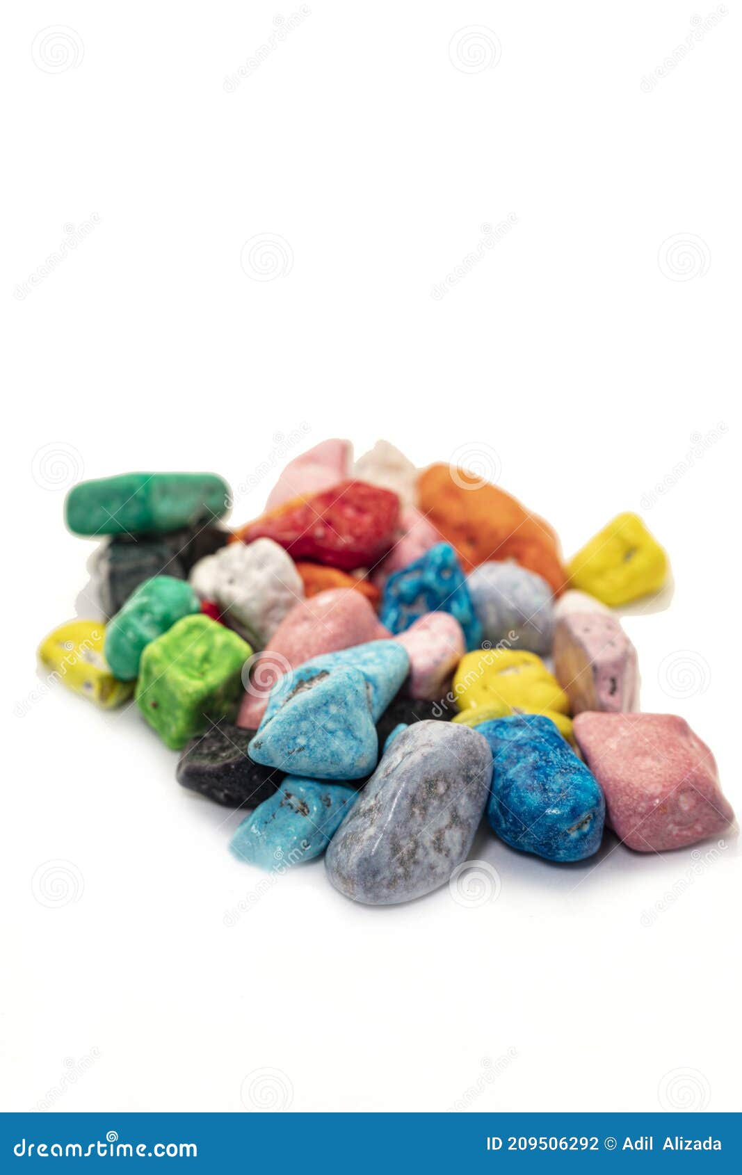 Colorful Chocolate Candy Stones on White Background Stock Photo Image