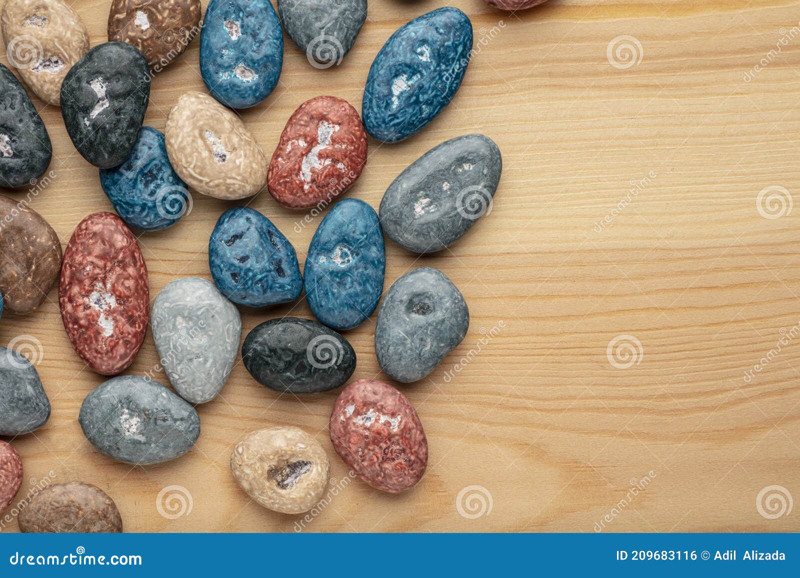 Colorful Chocolate Candy Stones on White Background Stock Photo Image