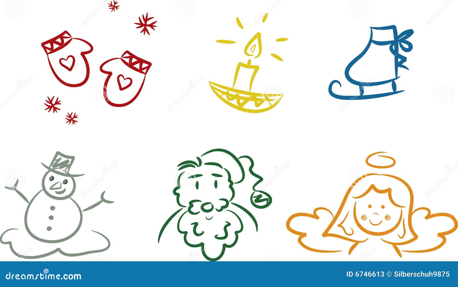 Colorful Christmas Doodles Stock Photos - Image: 6746613