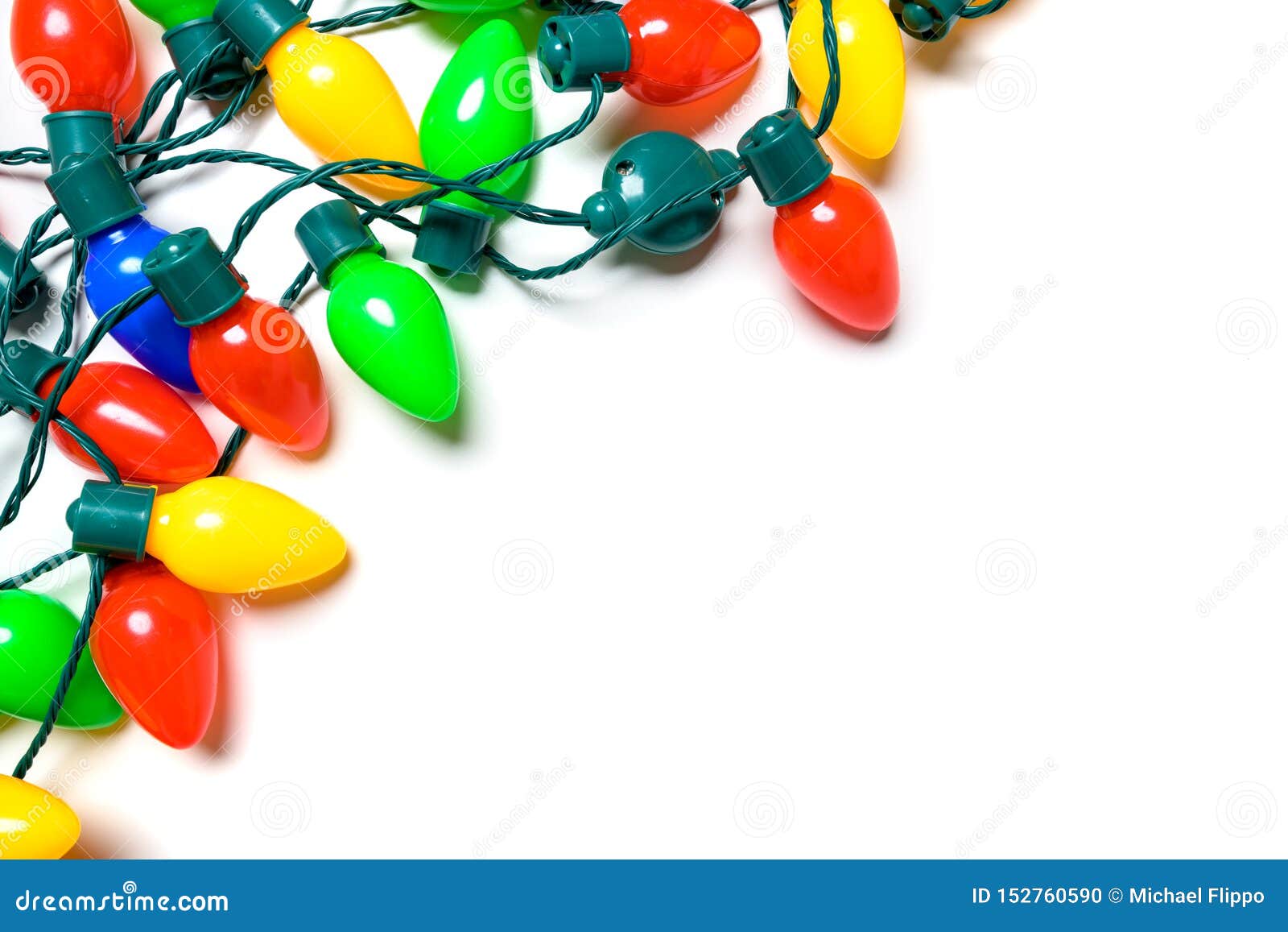 Colorful Christmas Lights on a White Background Stock Photo - Image of