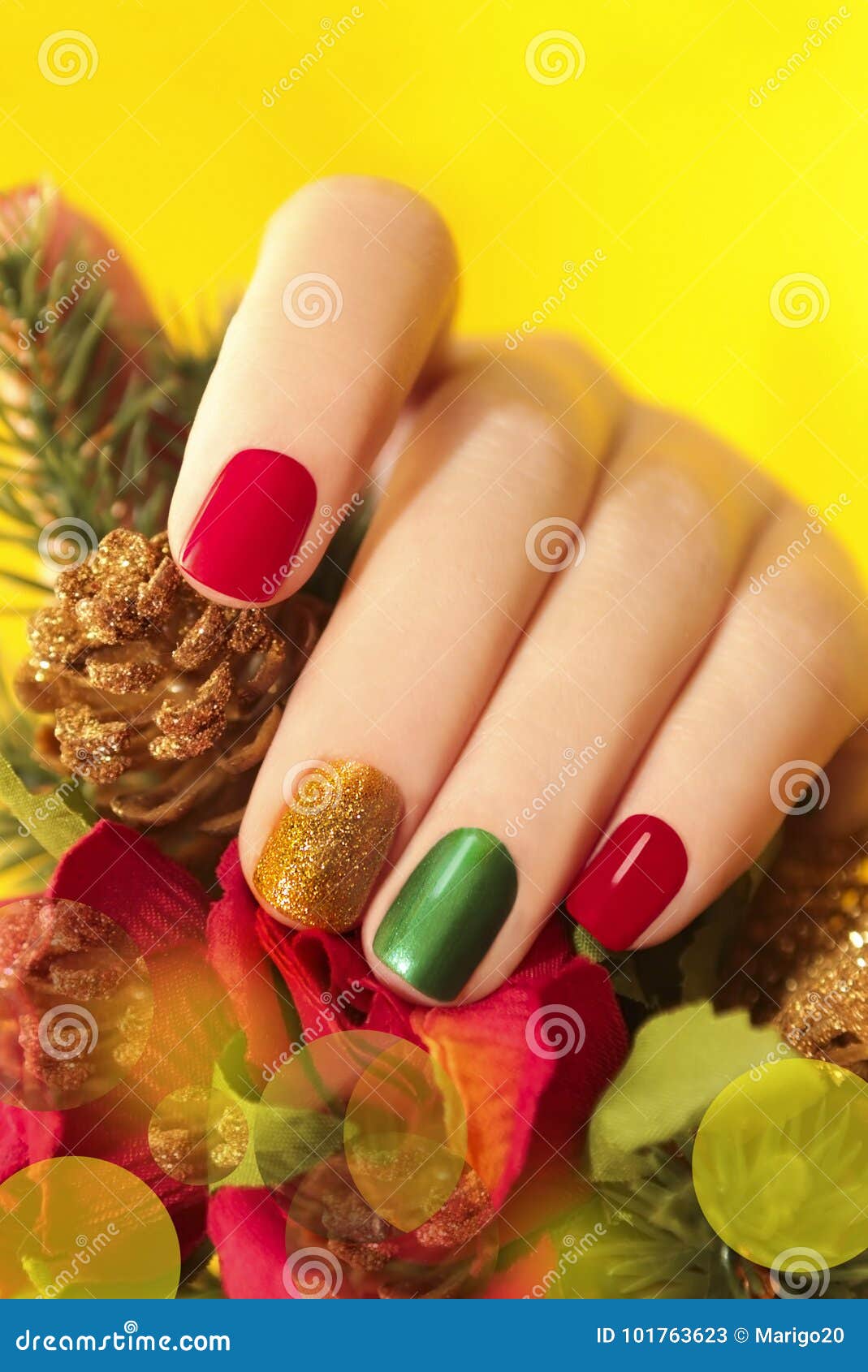 Magical Christmas Nail Art Inspirations : Festive Fun Pick n Mix Red Short  Nails