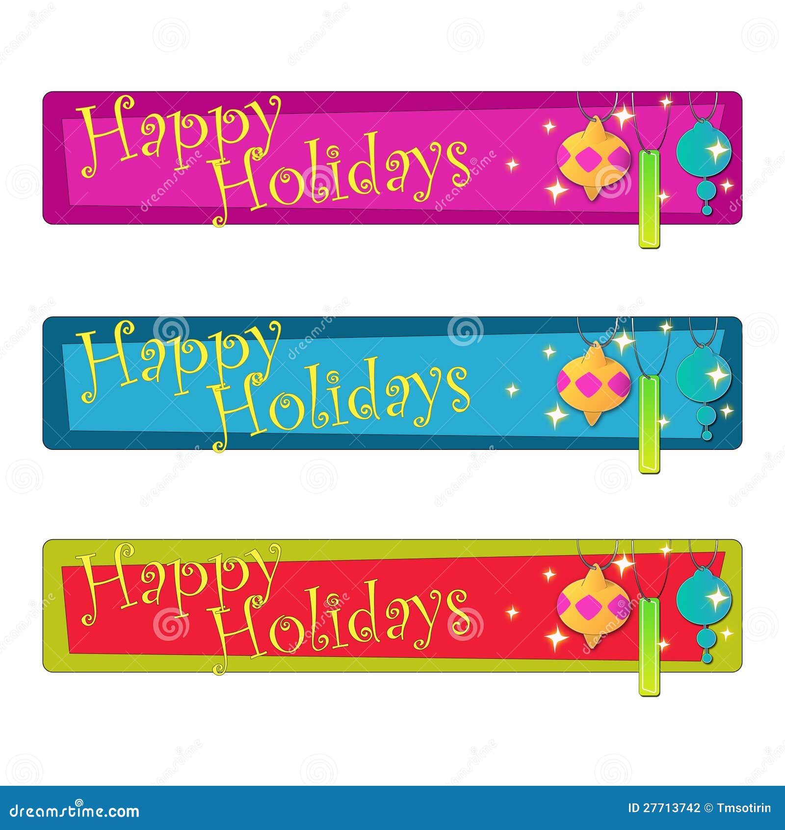 Colorful Christmas Ornament Banners Stock Illustration Illustration