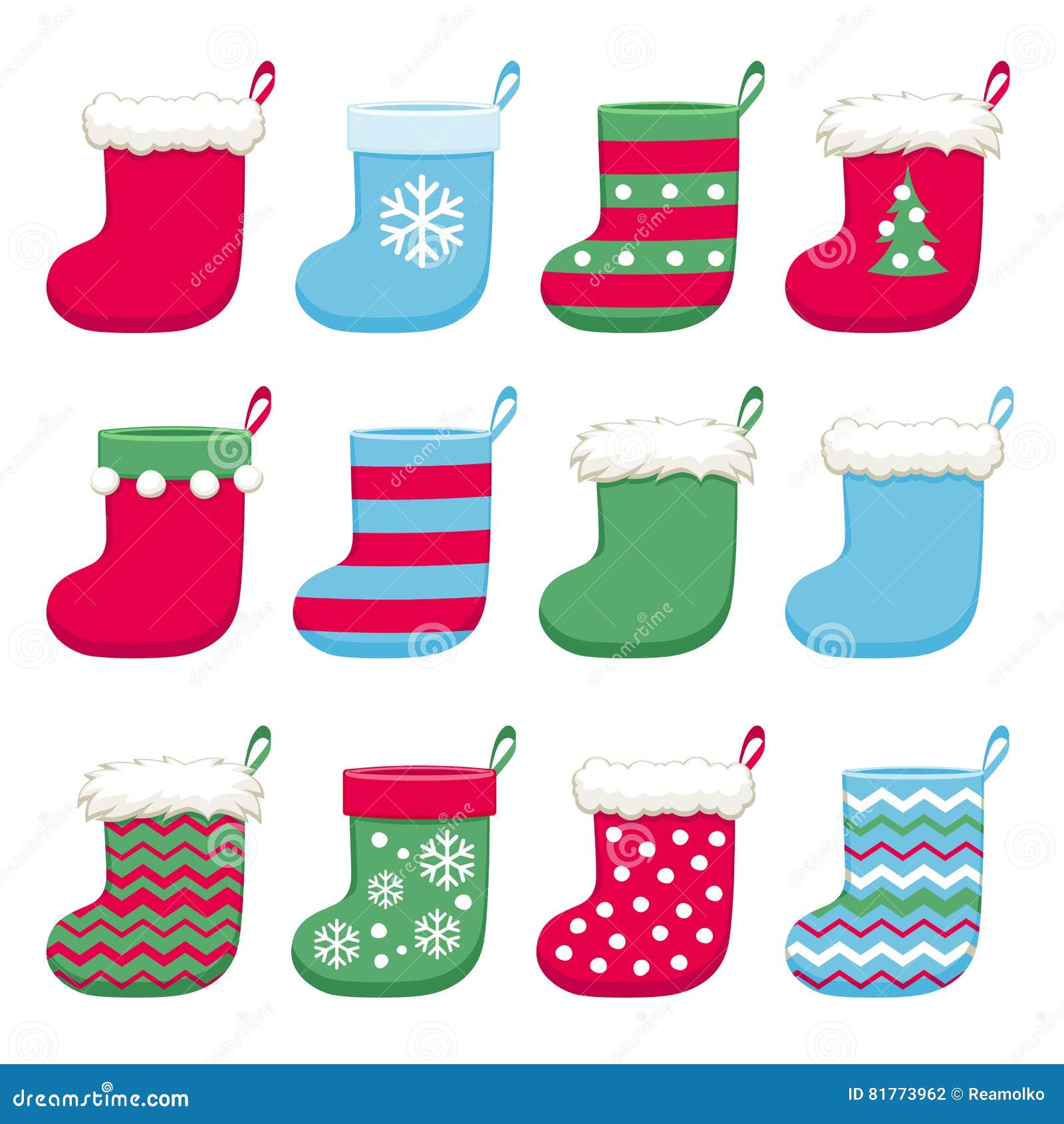 Colorful Christmas Socks Set Vector Illustration. Stock Vector ...