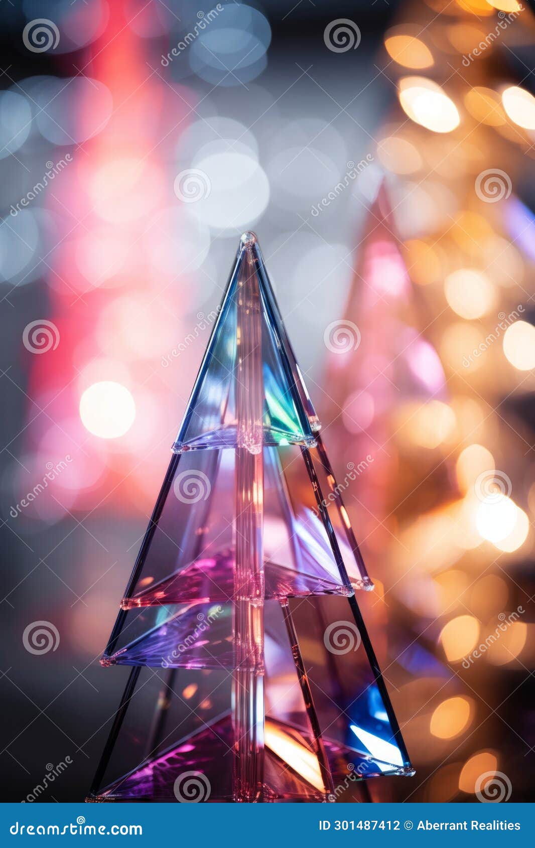 A Colorful Christmas Tree with Lights on it Stock Illustration