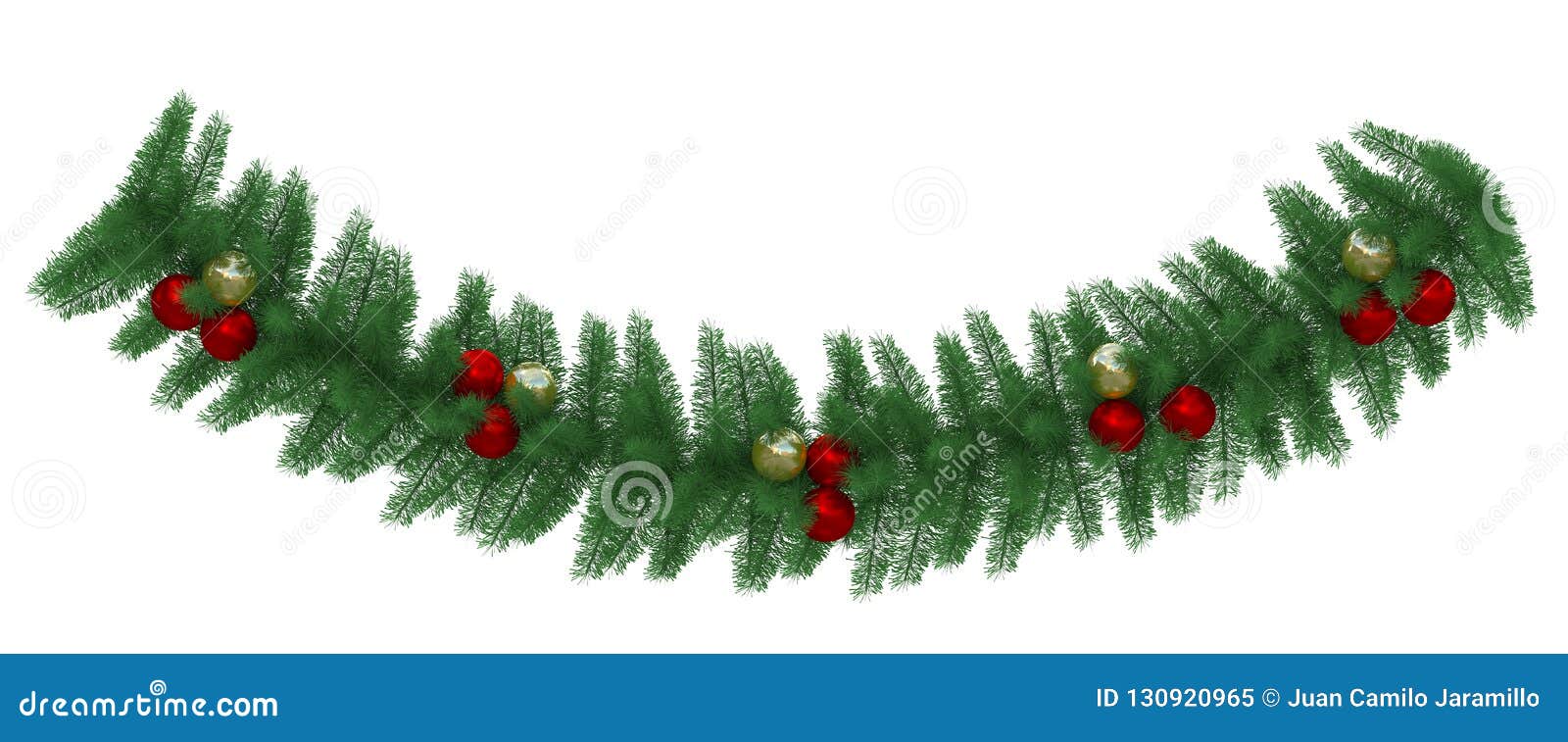 colorful christmas wreath  with red and yellow balls on a white background 3d rendering