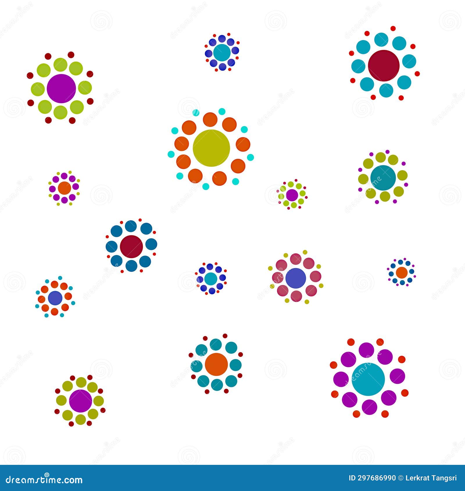 Colorful Circle Flowers Pattern Stock Illustration Illustration of