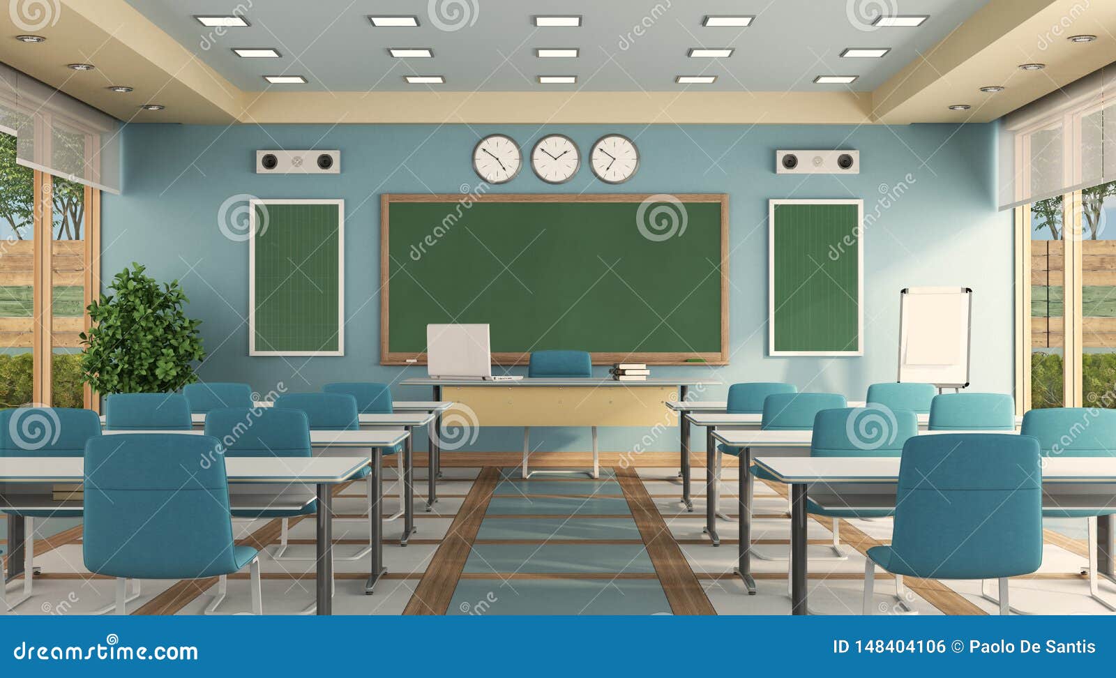 colorful classrom without student