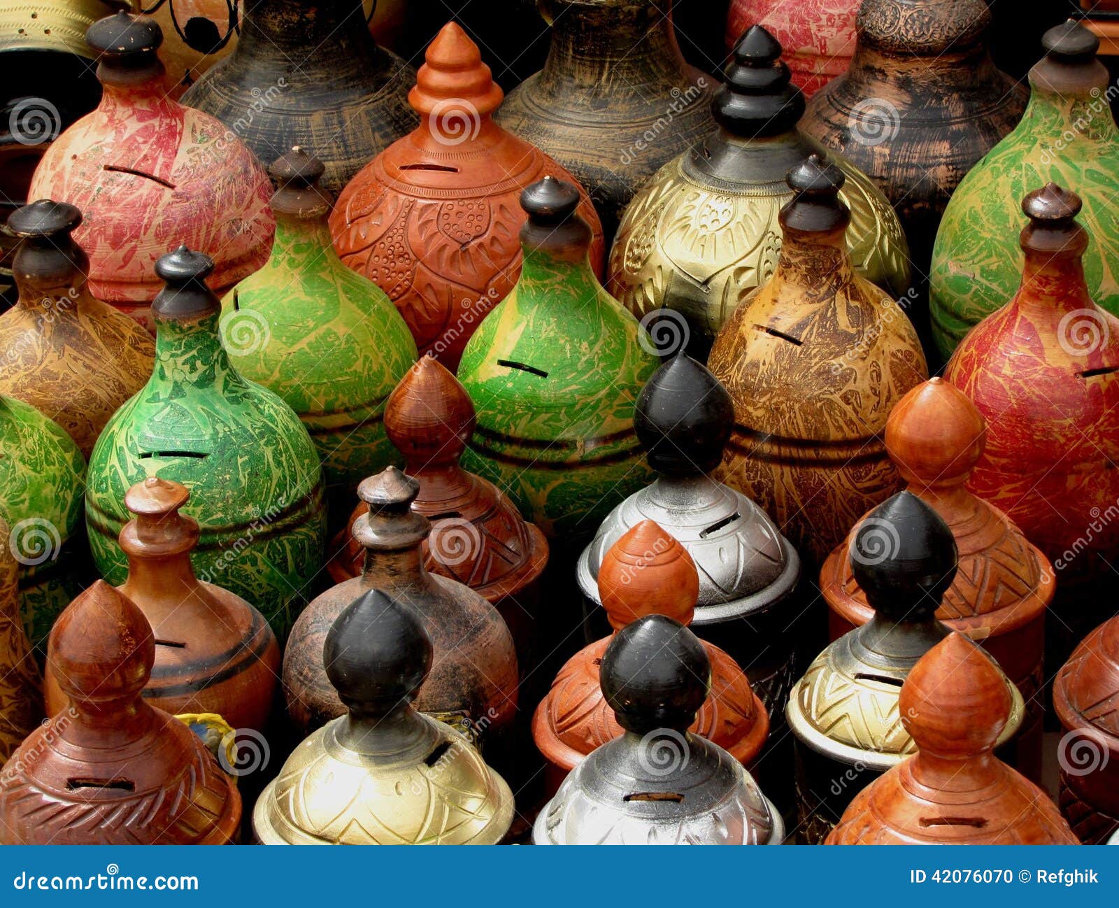 Colorful clay pots stock photo. Image of clay, culture 42076070