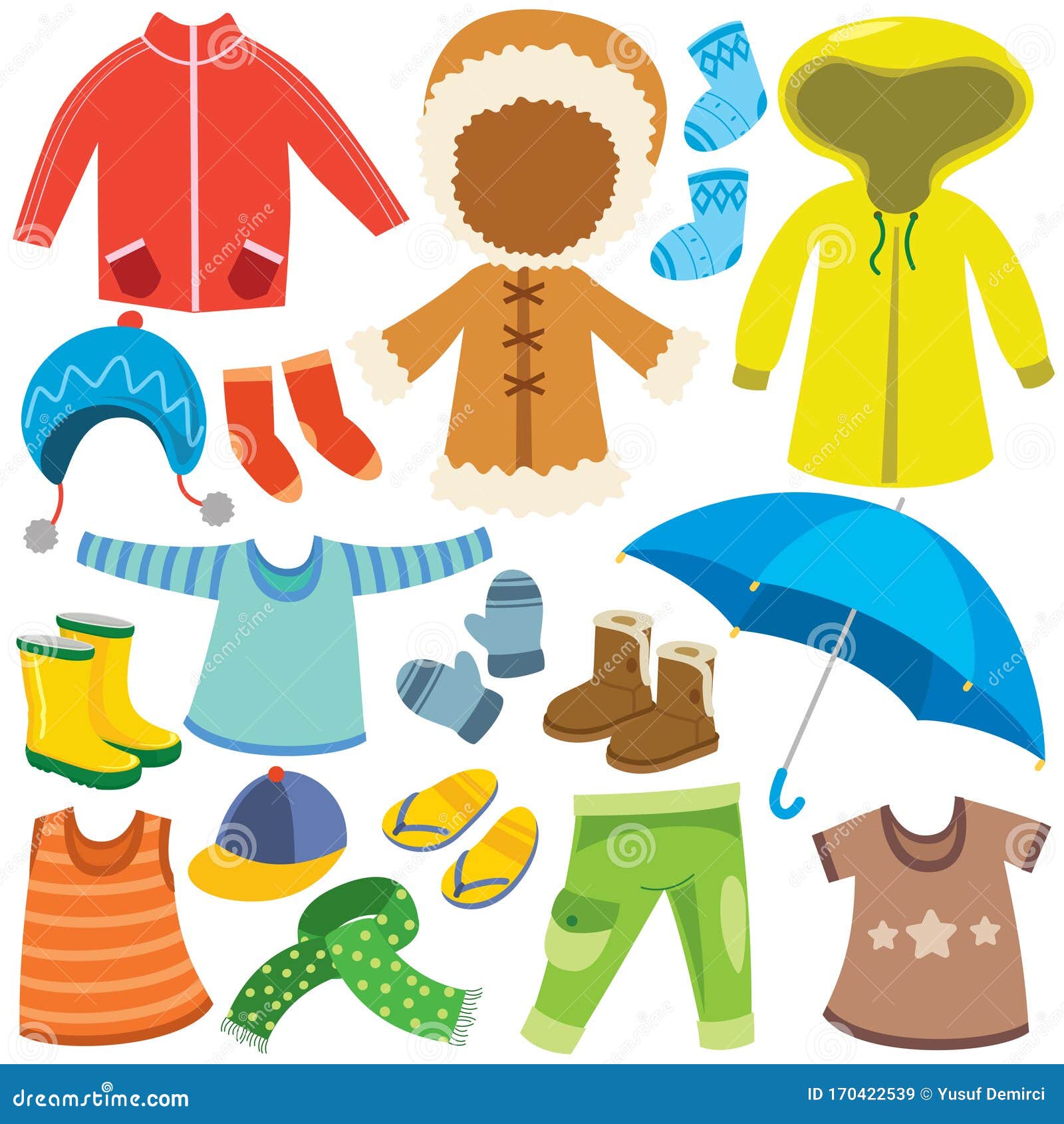 Colorful Clothes for Little Children Stock Vector - Illustration of ...