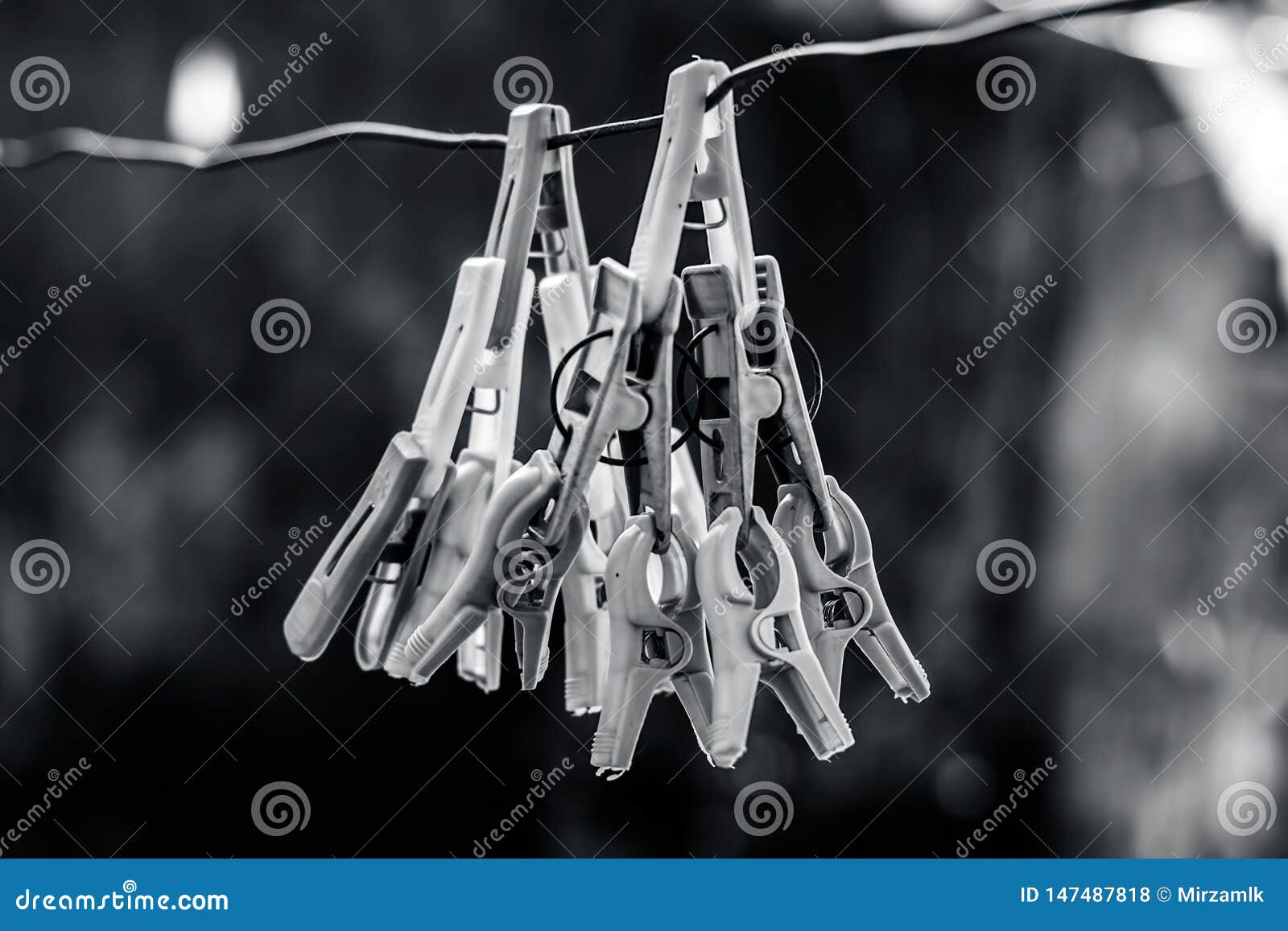 Clothespin or Clothes Peg or Clothes Clip on a Clothesline with a