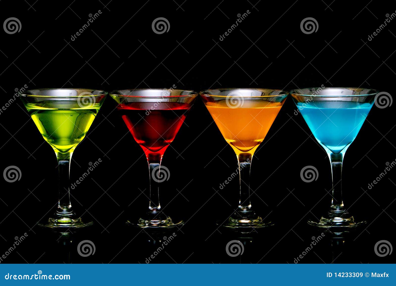 Colorful Cocktails in Glasses Stock Image Image of alcohol, black