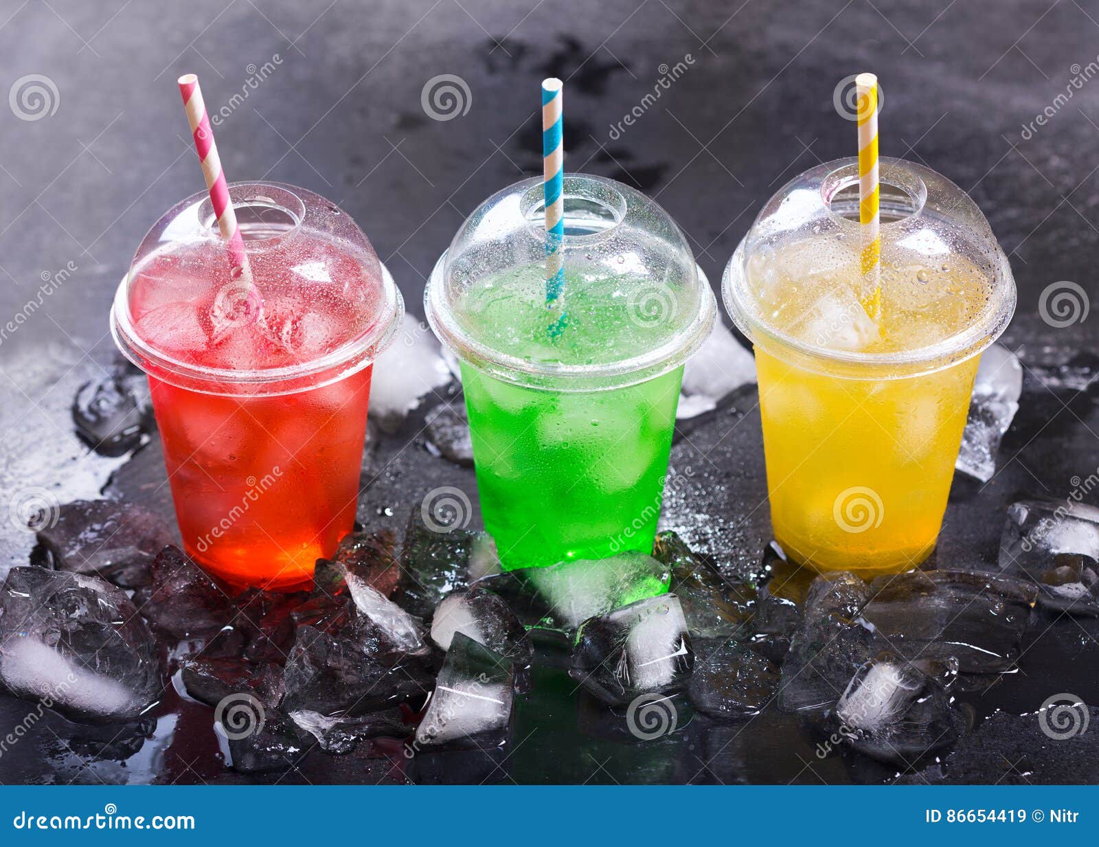 colorful cold drinks in