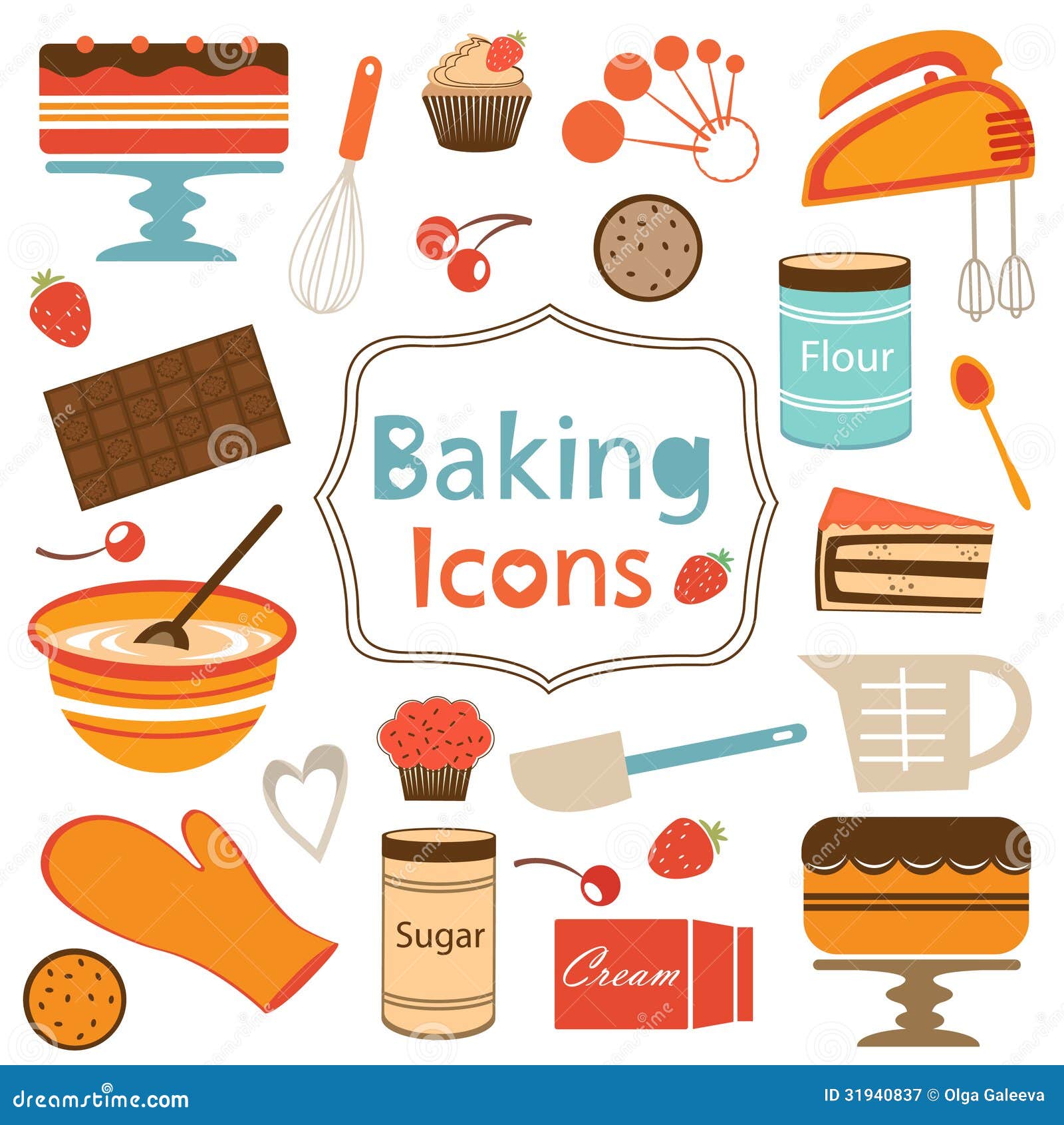 Colorful Collection of Baking Items Stock Vector Illustration of bake