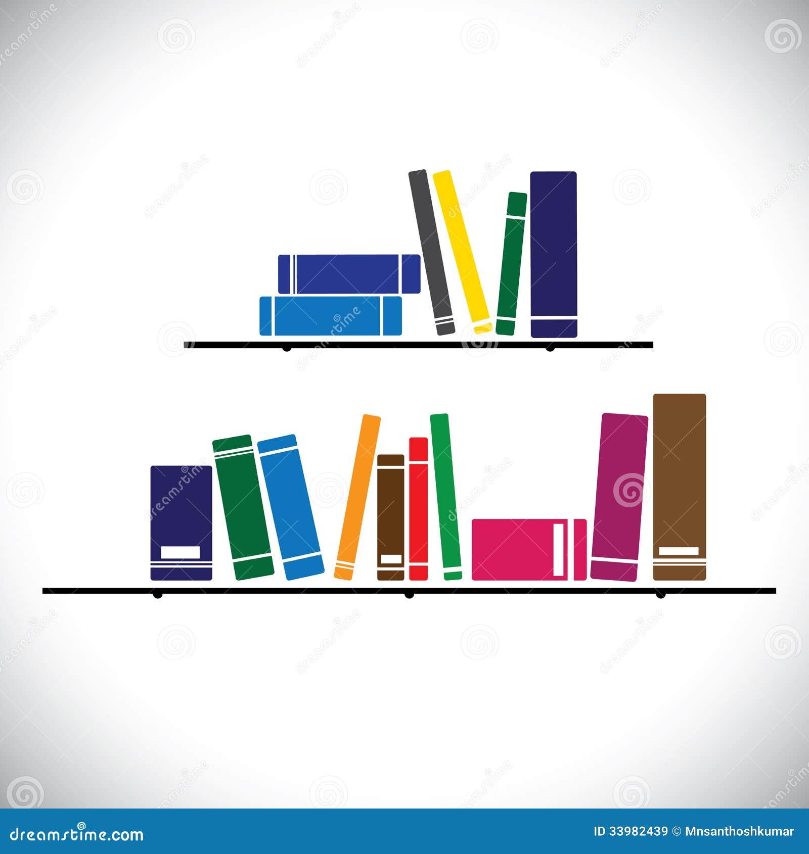 Download Colorful Collection Books On A Library Shelf - Concept Vector Stock Vector - Illustration of ...