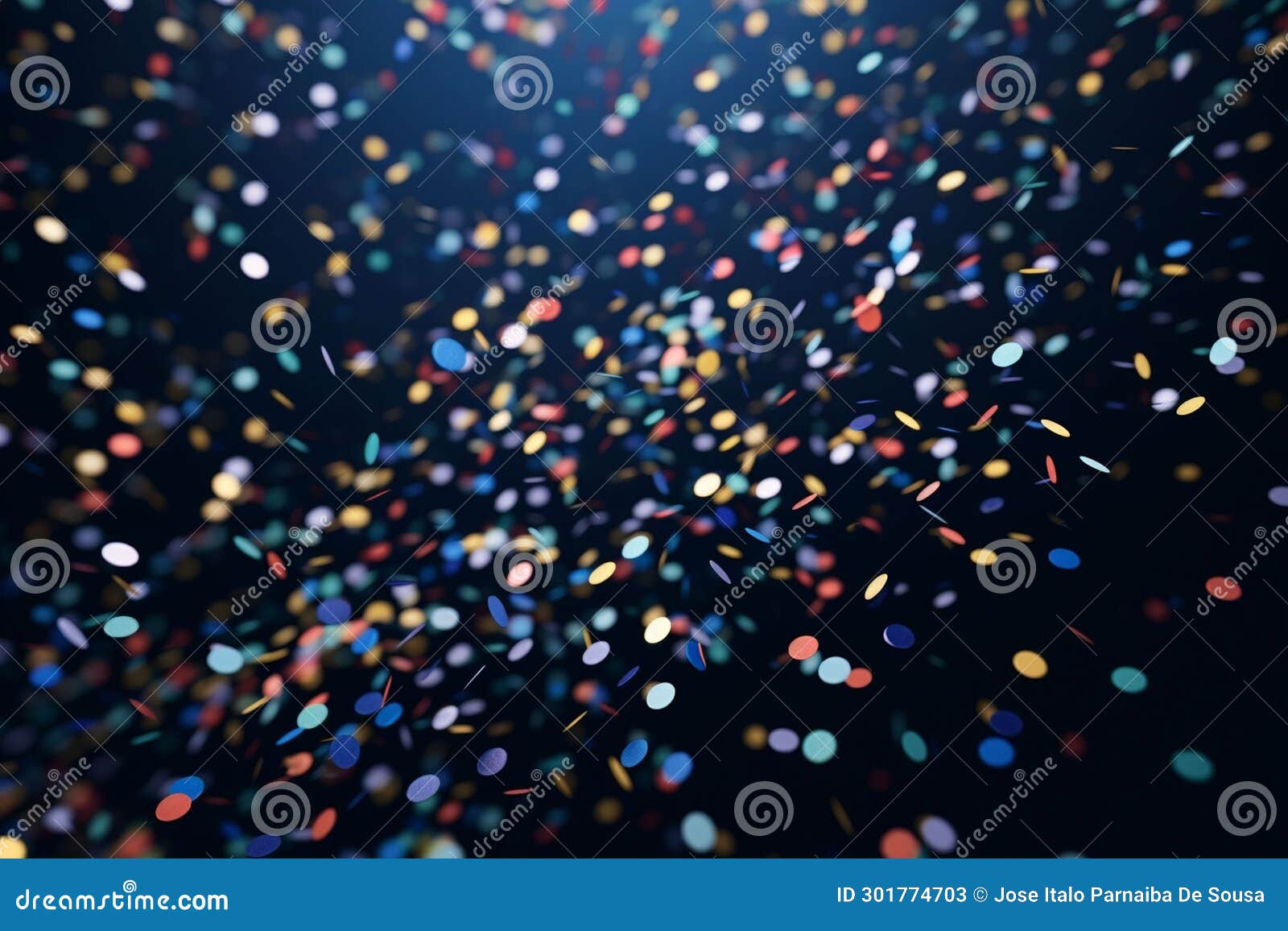 Colorful Confetti Falling Against a Midnight Stock Image Image of