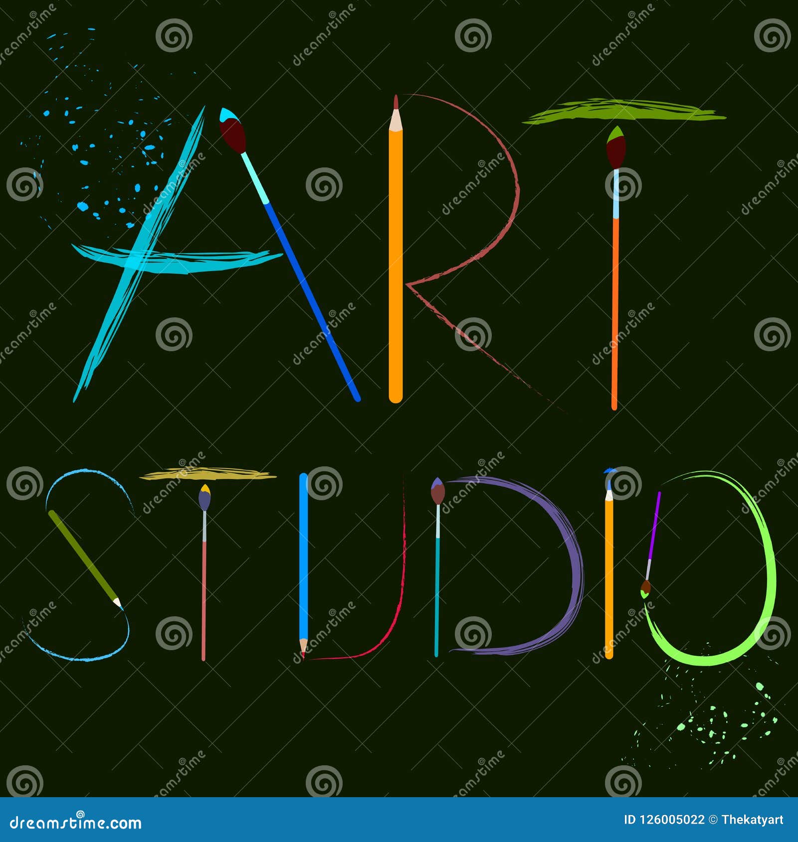 Art Lettering Poster with Text Art Studio. Vector Eps 10. Stock Vector