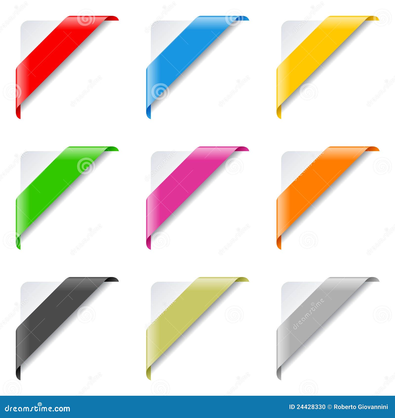 colorful corner ribbons set