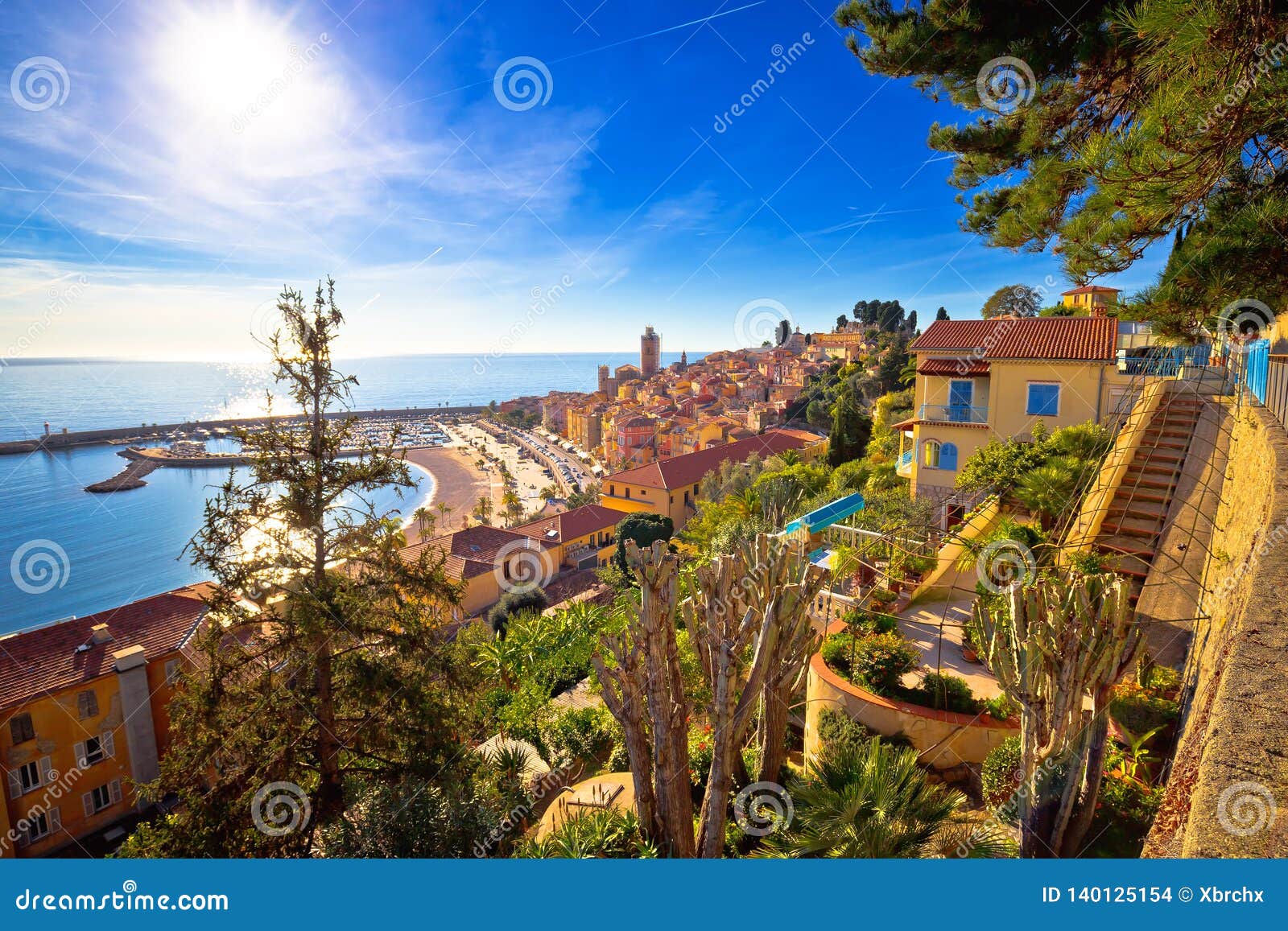 colorful cote d azur town of menton waterfront architecture view