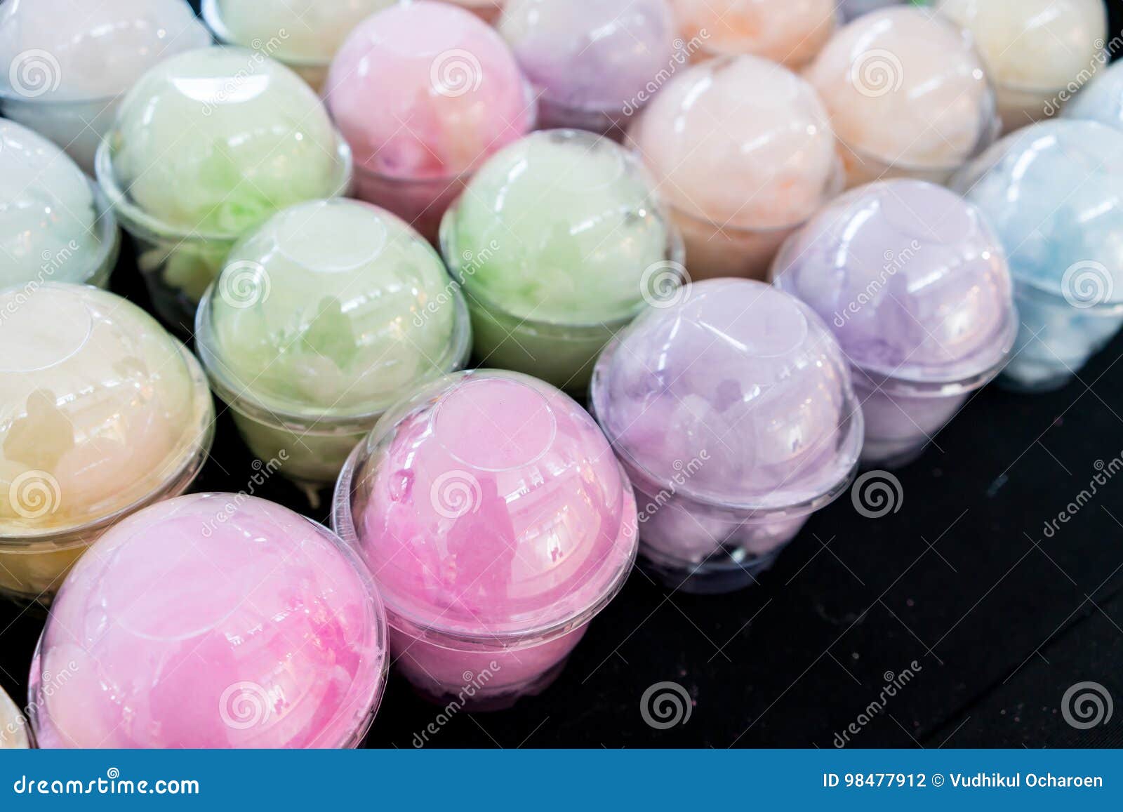 Colorful Cotton Candy in Plastic Glass Package Stock Photo - Image of ...