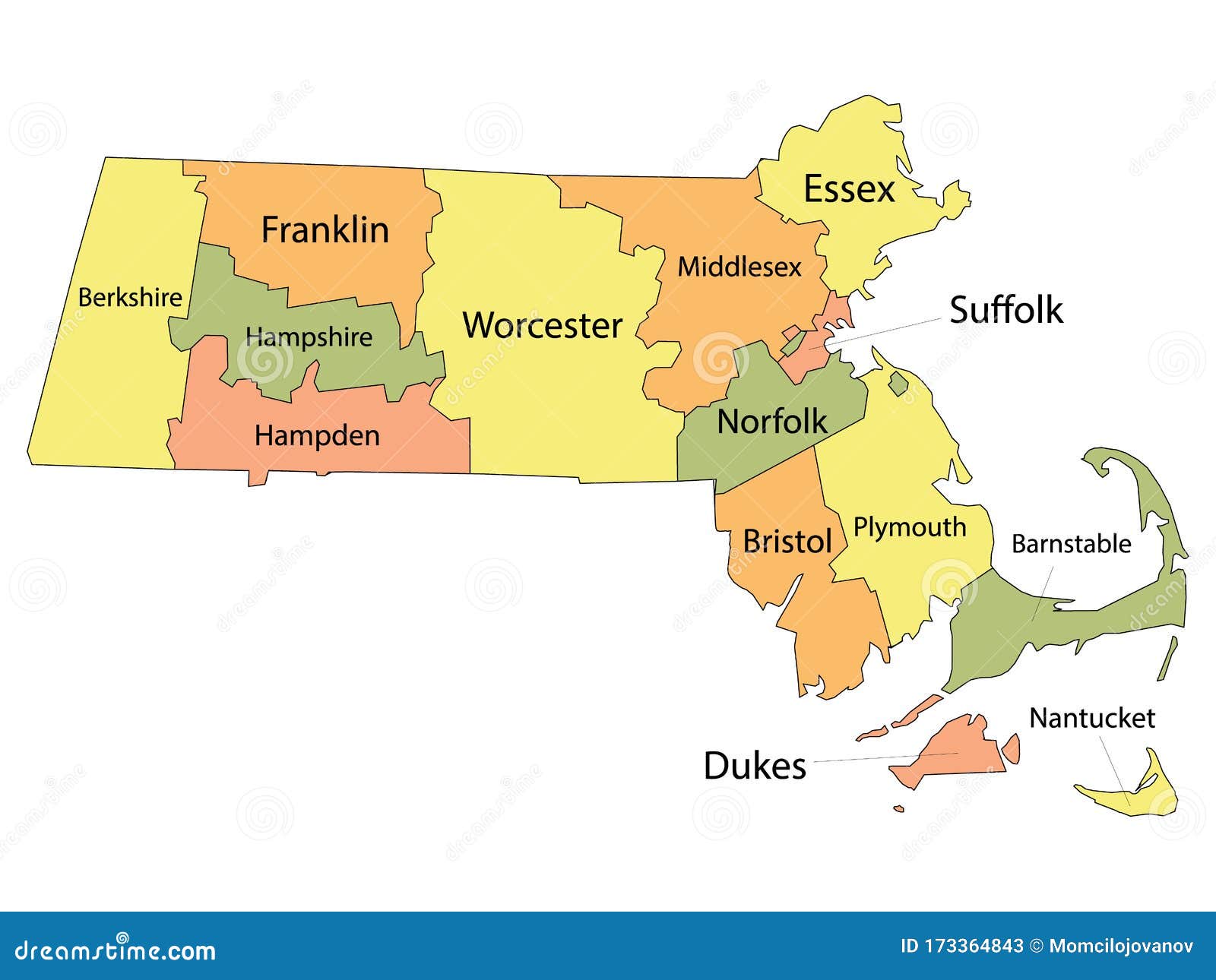 Massachusetts County Map Stock Vector Illustration Of Alaska 173364843