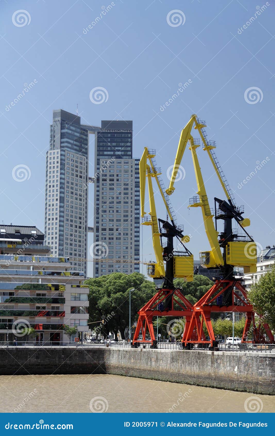 colorful cranes puerto madero buenos aires