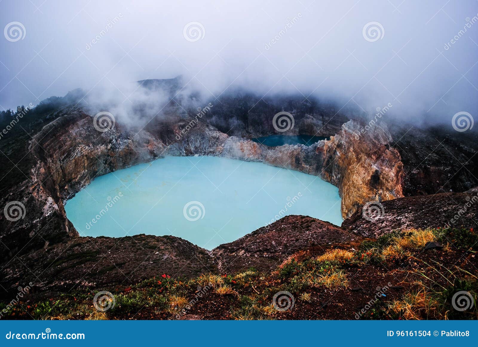 colorful crater of kelimutu volcano