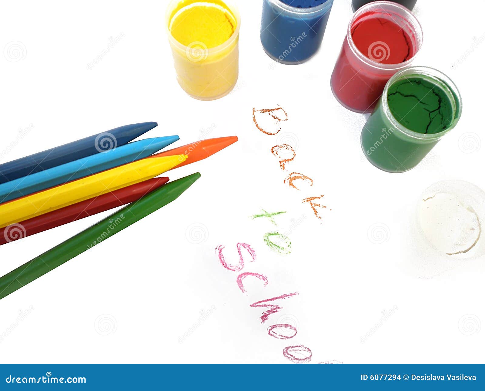 Colorful Crayons And Watercolors, Back To School Stock Images Image 6077294