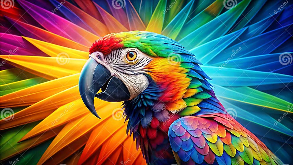 Colorful Creative Abstract Macaw Parrot Contemporary Art Rainbow ...