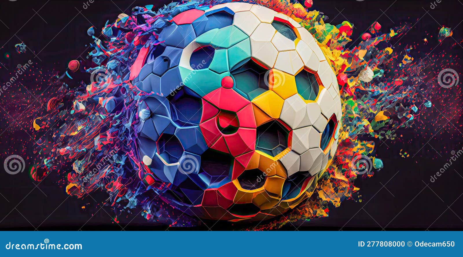 Colorful Creative Soccer Ball Color Explosion Stock Illustration
