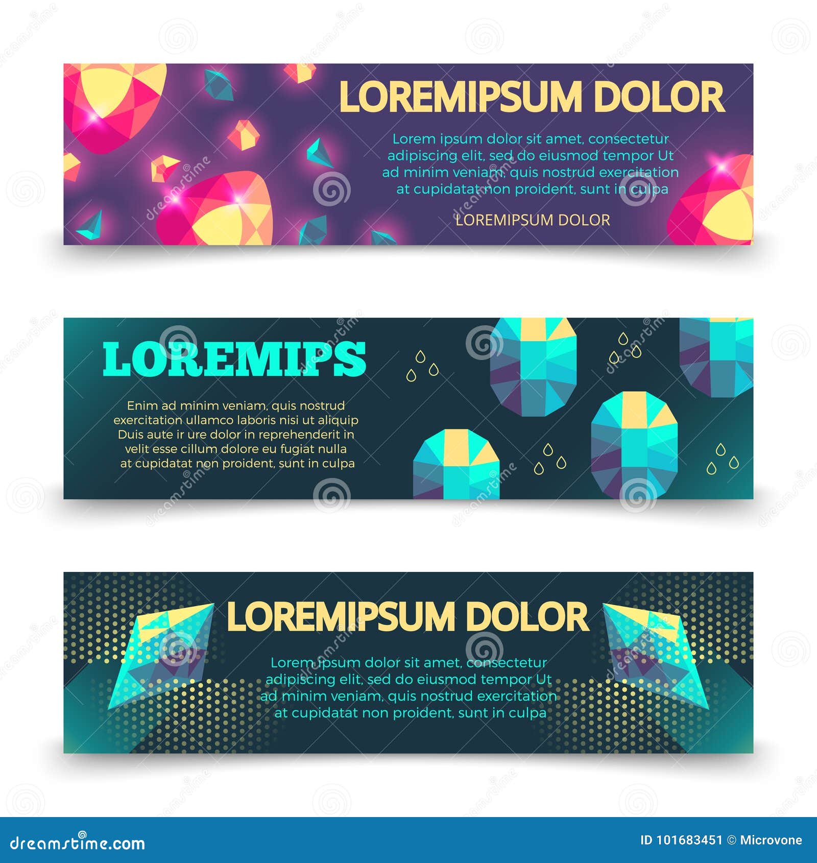 colorful crystalls banner template set