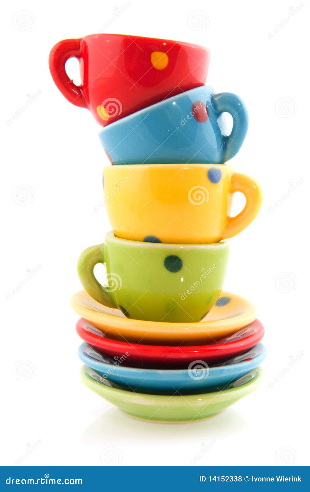 colorful cups and saucers