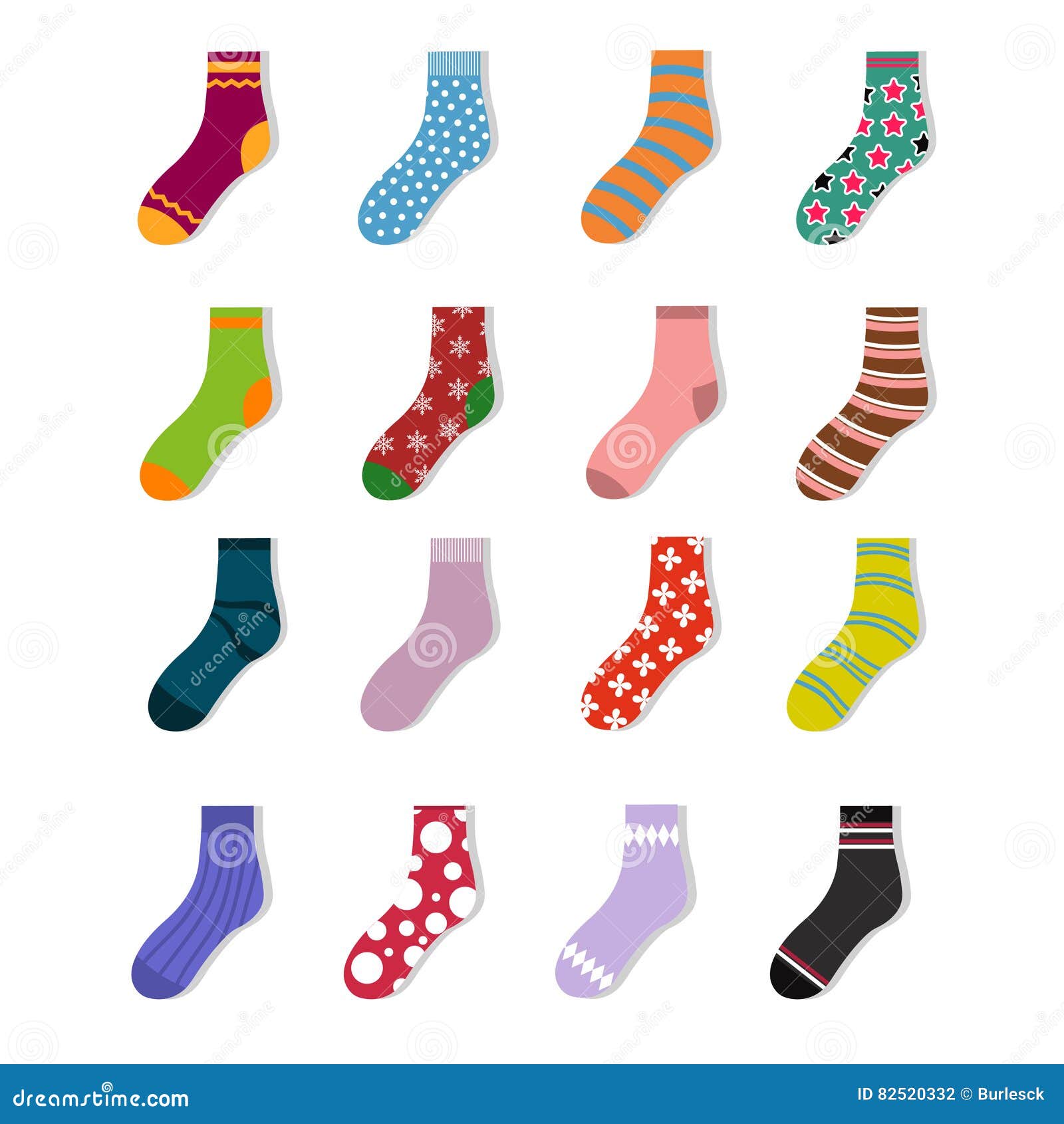 Colorful Cute Child Socks Icons. Sock Set Isolated on White Background ...