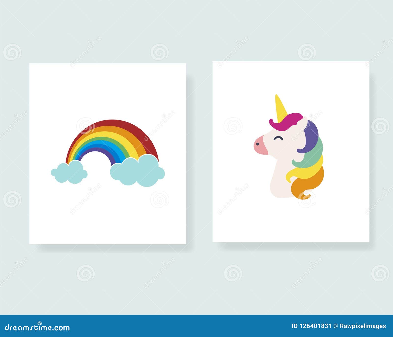 Colorful and Cute Posters Illustration Stock Vector - Illustration of