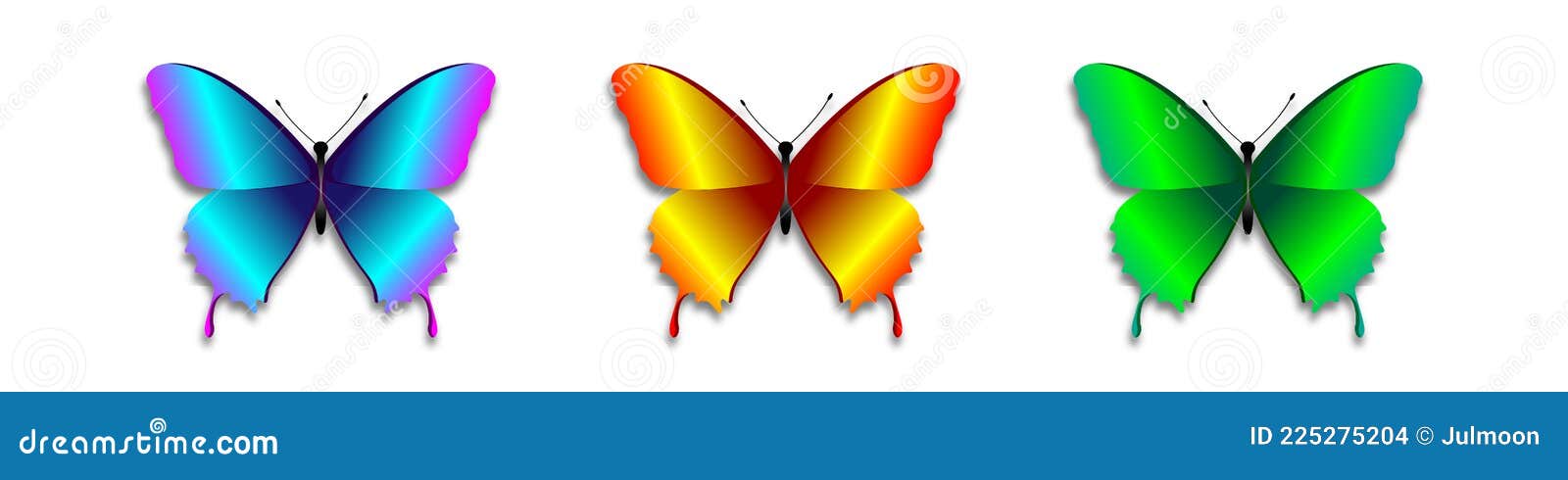 Colorful 3d Butterflies Vector Set. Volumetric Wings of a Butterfly, an  Illustration of an Insect with Wings. Isolated on White Stock Vector -  Illustration of nature, pink: 225275204